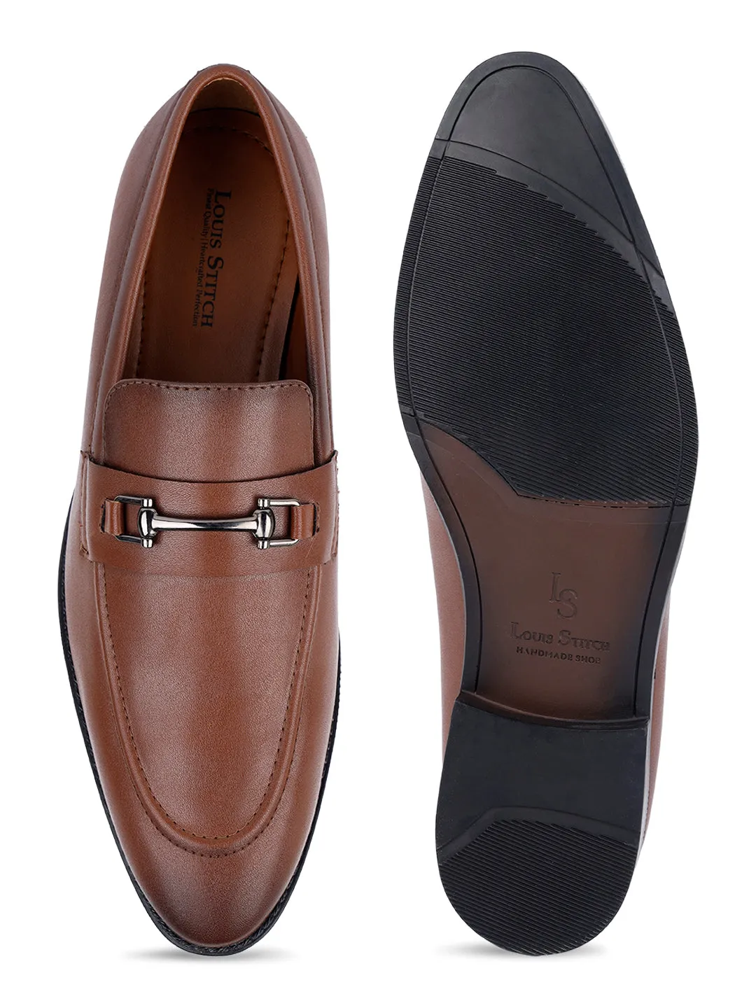 Russet Tan Shoes Slipon Style Comfortable Moccasins with Buckle
