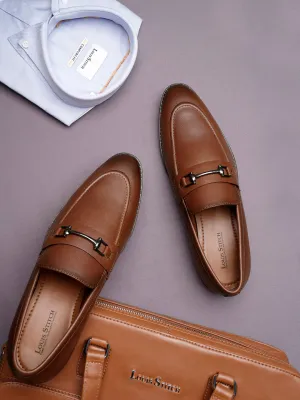 Russet Tan Shoes Slipon Style Comfortable Moccasins with Buckle