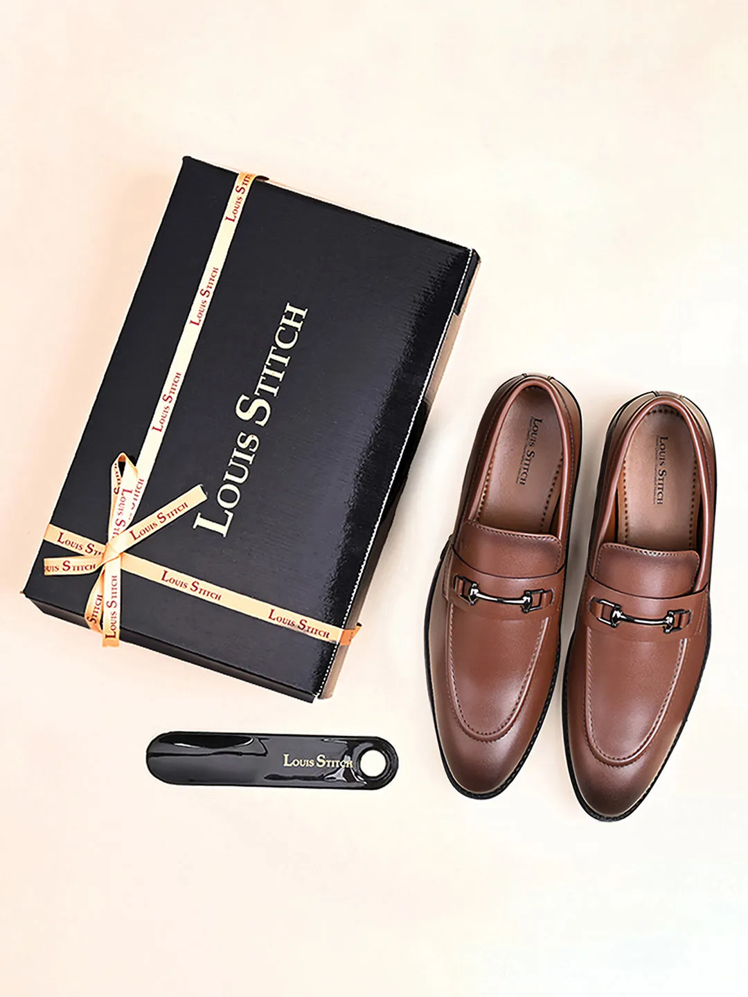 Russet Tan Shoes Slipon Style Comfortable Moccasins with Buckle