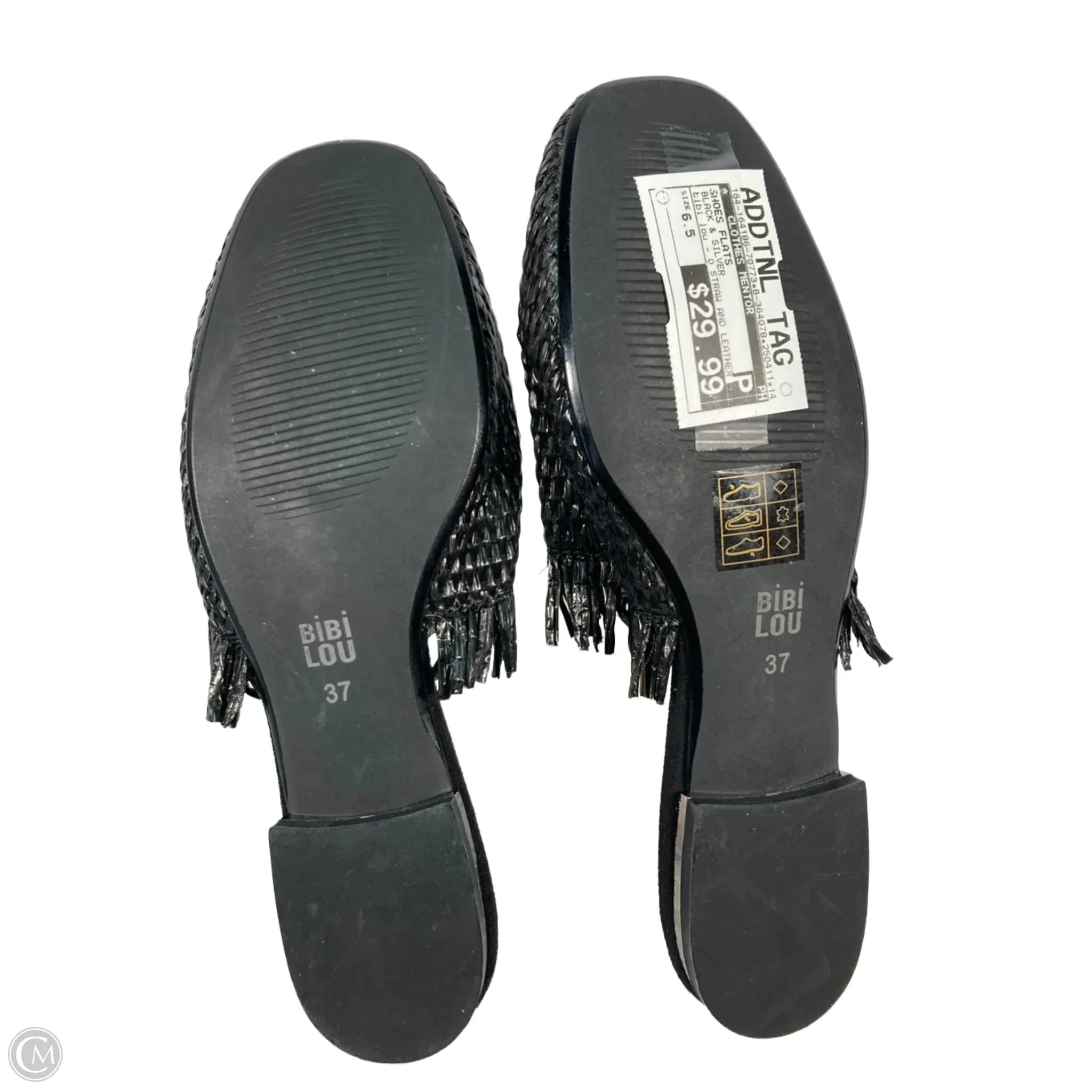 Shoes Flats By Clothes Mentor In Black & Silver, Size: 6.5