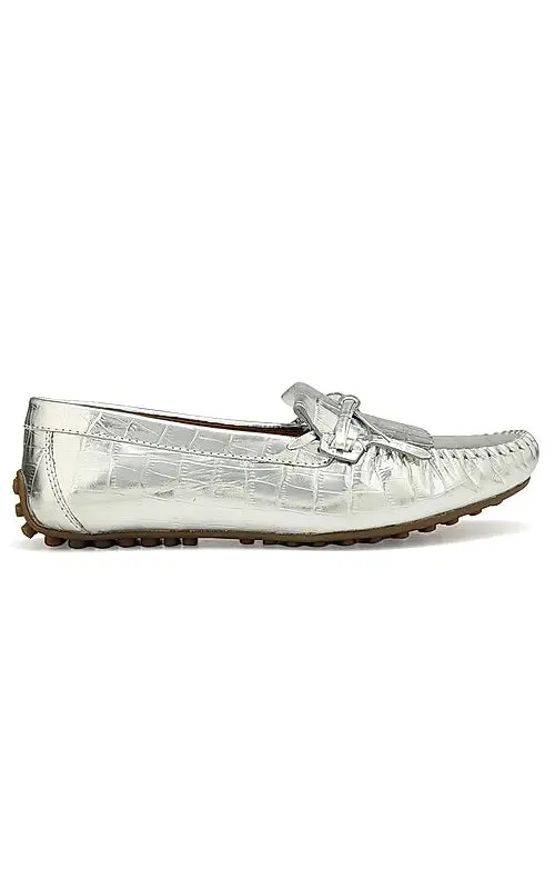 Silver Croco Textured Moccasins