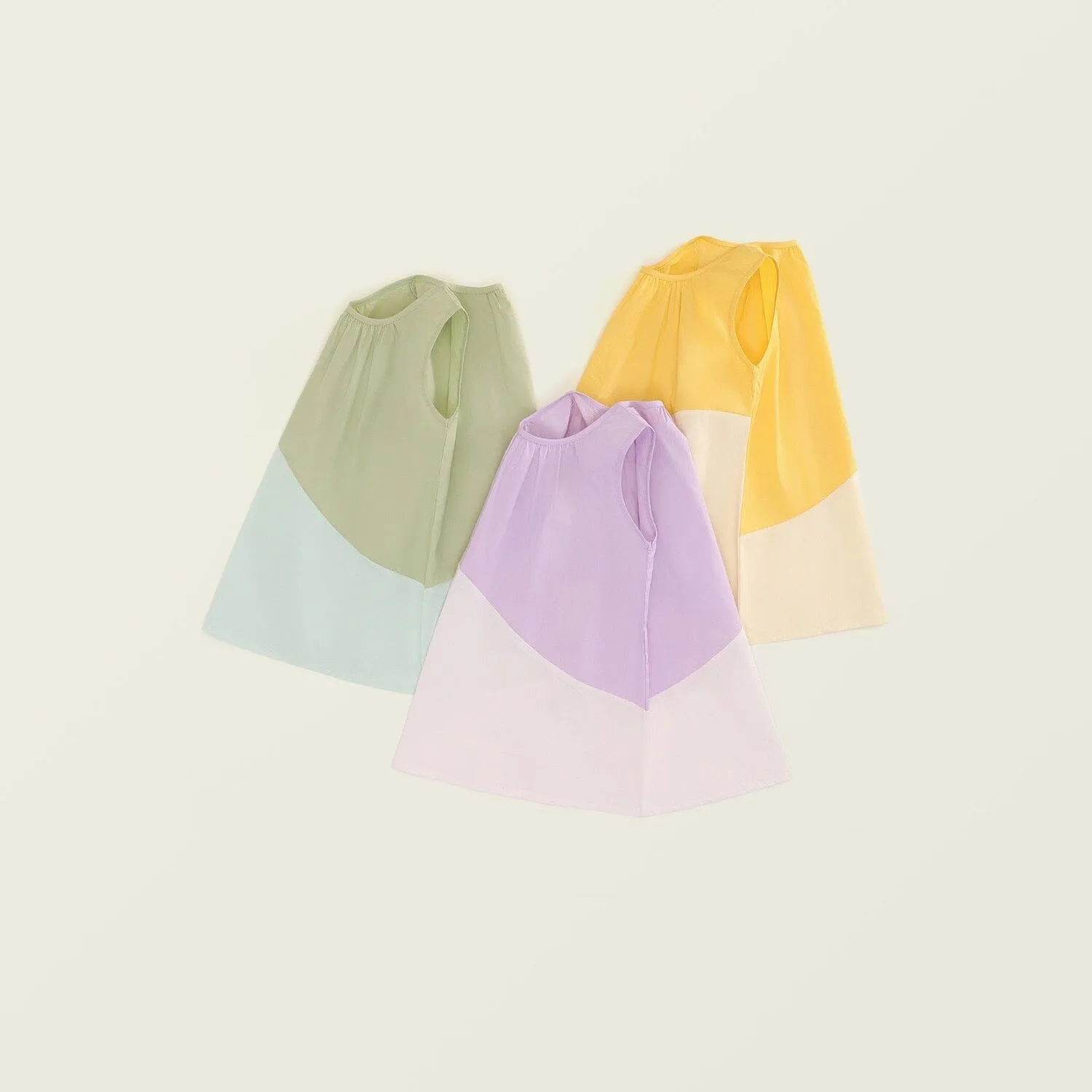 Tonal Color Block A-Line Sleeveless Dress