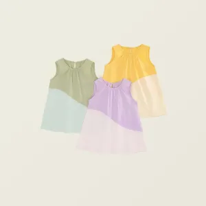 Tonal Color Block A-Line Sleeveless Dress