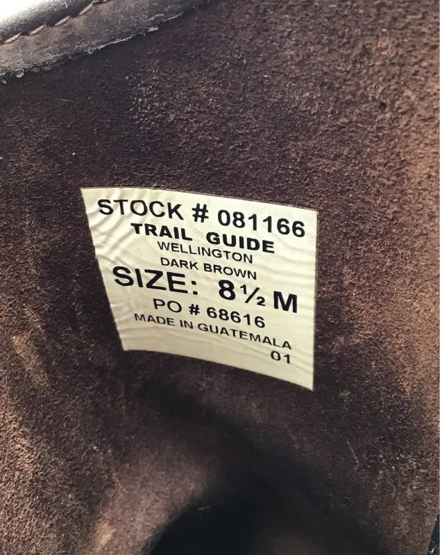 Trail Guide Men's Wellington Dark Brown Work Western Boots - Size 8.5M