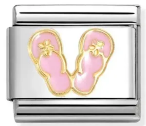 Travel - Flip Flops Pink Gold Charm