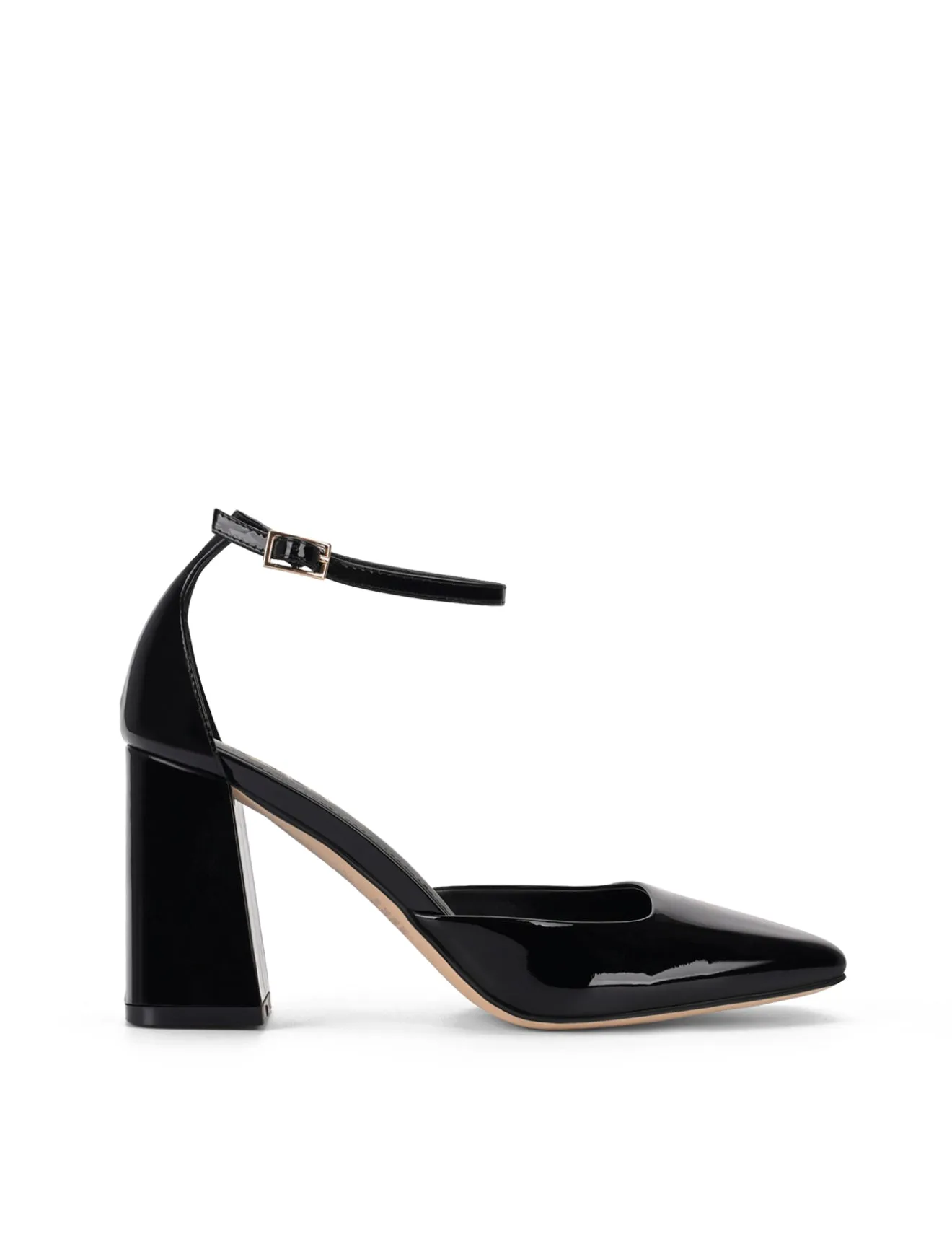 Travis Closed Toe Block Heels - Black Patent Leather