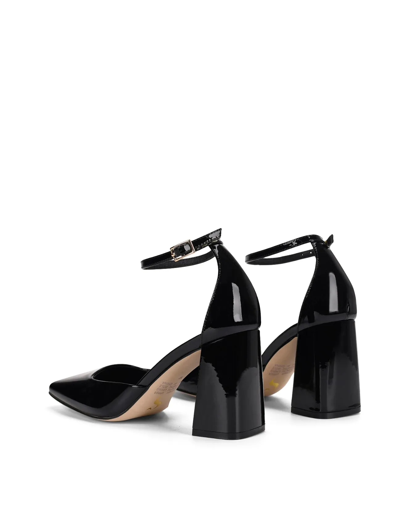 Travis Closed Toe Block Heels - Black Patent Leather