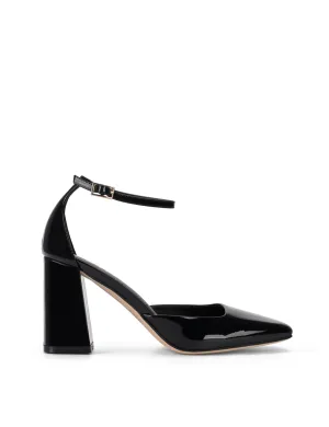 Travis Closed Toe Block Heels - Black Patent Leather