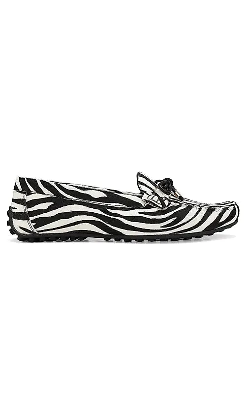 White & Black Moccasins With Bow Detail