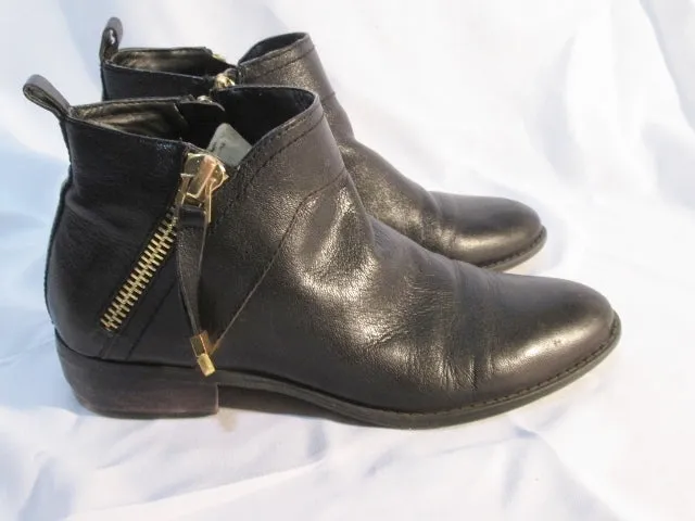 Womens FRANCO SARTO SONDRA Leather Ankle Boot Booties Shoe BLACK 7.5